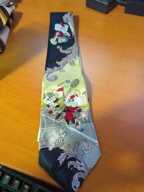 Florence & K Inc Neck Tie Elephant Pig Tennis Floral VTG Florence Silk NEW NOS